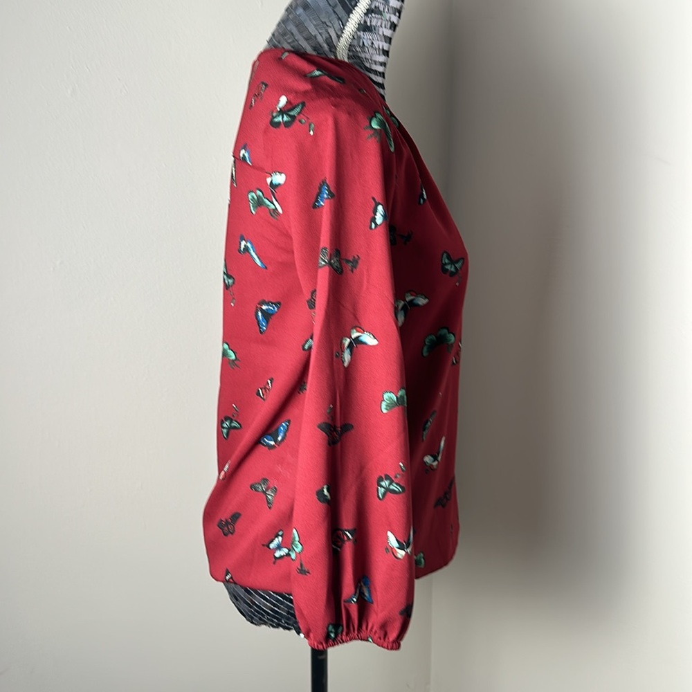 JOIE Butterfly Print Top Chiffon Blouse Sz XXS - Picture 6 of 6